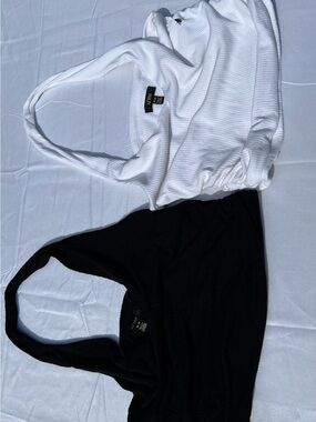 AFRM Black and White Ribbed Halter Tops Pair Bundle